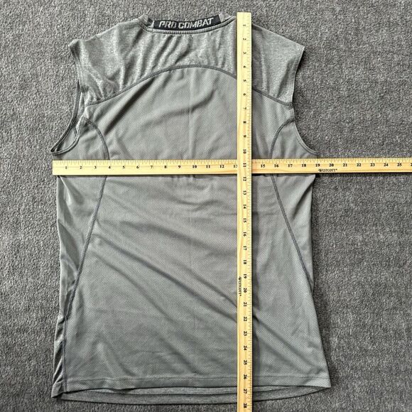 Nike Pro Combat Dri-Fit Fitted Sleeveless T Shirt Grey Athletic Mens Medium - Picture 7 of 9